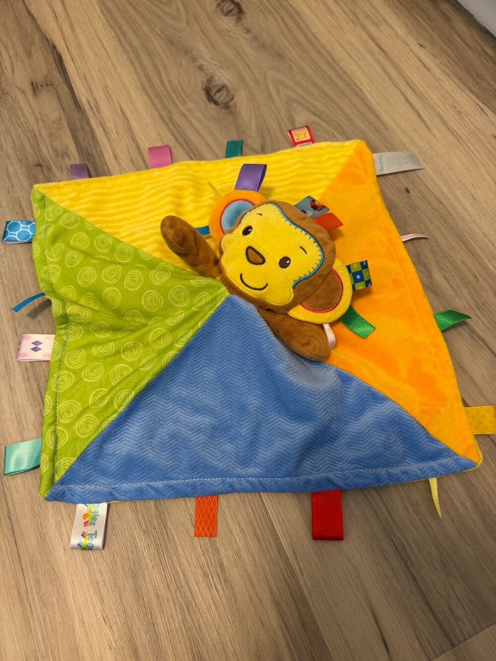 Taggies Patchkin Pals Plush Monkey Lovey Baby Security Blanket Bright Colorful